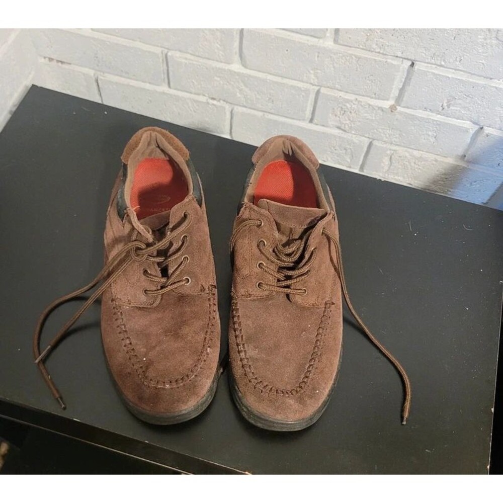 Men's Captain Brown Suede Leather Moc-Toe Oxfords Size 9.5